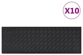 vidaXL Tapetes para degraus de escada 10 pcs 25x75 cm borracha