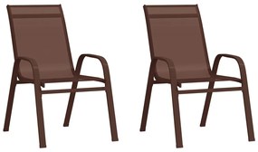 vidaXL Cadeiras de jardim empilháveis 2 pcs textilene castanho