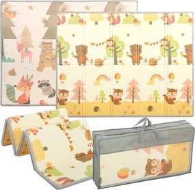 Tapete Infantil Dobrável e Reversível 200x150 cm Antiderrapante e Impermeável, Design Árvore e Floresta