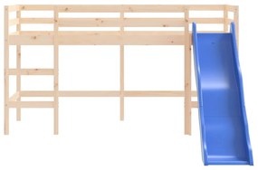 Cama alta para criança com escorrega 90x190 cm pinho maciço