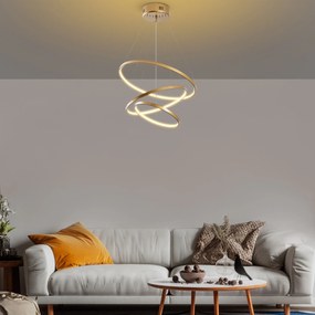 Candeeiro de Teto LED "Simit" Regulável – Dourado – 50x50x80 cm – Desi