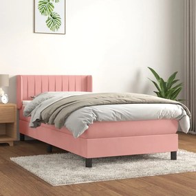 Cama com molas/colchão 90x200 cm veludo rosa