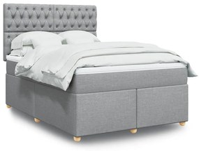 vidaXL Cama com molas/colchão 140x200 cm tecido cinzento-claro