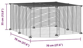 Gaiola p/ animais de 12 painéis c/porta 35x35 cm aço preto