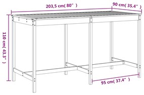 9 pcs conjunto de bar para jardim pinho maciço branco