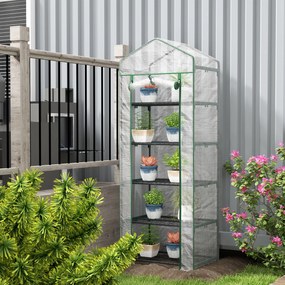 Estufa de jardim para varanda com 5 prateleiras, 0,69 x 0,49 x 1,93 m, em aço com lona removível em PE branco