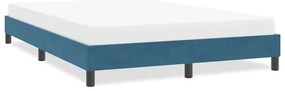 Estrutura de cama sem colchão 140x210 cm veludo azul-escuro