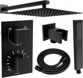 Mexen Cube DR02 conjunto de chuveiro embutido com chuveiro de teto de 30 cm, preto - 77502DR0230-70