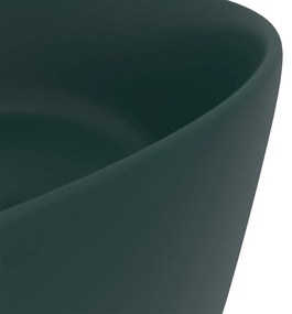 Lavatório luxuoso redondo 40x15cm cerâmica verde-escuro mate