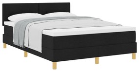 Cama Box Spring com Colchão Preta 140x200 cm Tecido