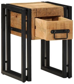 Mesa de Apoio vidaXL com Gaveta Preta 30x30x40 cm Madeira de Mangueira