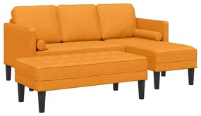 Conjunto de Sofá de 2 Peças com Almofadas Tecido Amarelo Escuro