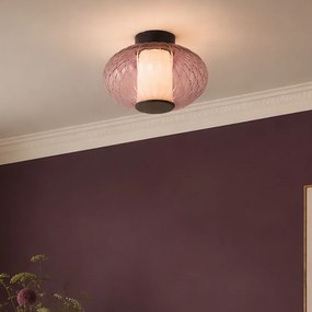 Plafon de design preto 28cm com vidro roxo incl. LED regulável em 3 níveis - Margherite