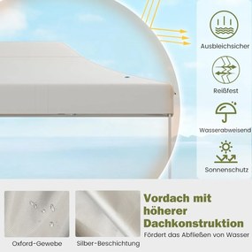 Gazebo dobrável de 3 x 4,5 m com bolsa de rodas e 4 cordas Gazebo pop-up ajustável em altura Gazebo de jardim cinza