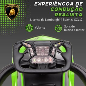 Carro Andador 2 em 1  para Crianças 12-36 Meses Lamborghini Essenza SCV2 Carro Andador com Buzina Guiador e Grade de Segurança Removível 86,5x40x89,5c
