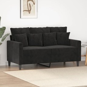 Sofá Cinha de 2 Lugares - Cor Preto - 138x77x80 cm - Em Veludo e Estru