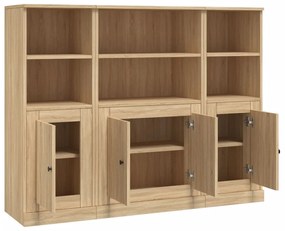 Aparadores altos 3 pcs derivados de madeira cor carvalho sonoma