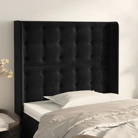 Cabeceira de cama c/ abas veludo 93x16x118/128 cm preto