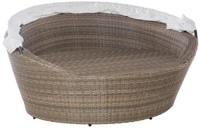 Cama de jardim com toldo em rattan castanho claro SYLT Beliani