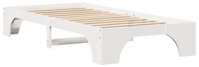 Cama Branca 75x190 cm de Madeira de Pinheiro da