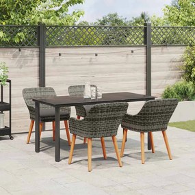 Conjunto de Jantar de Jardim 5 peças Cinza em Rattan Sintético