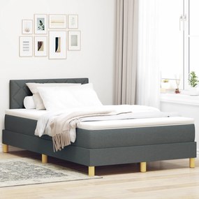 Cama Box Spring com Colchão e LED Cinza Escuro 120x200 cm Tecido