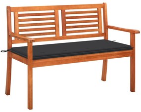 vidaXL Banco de jardim 2 lugares c/ almofadão 120 cm eucalipto maciço