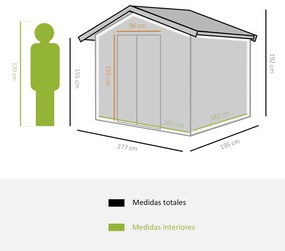 Outsunny Abrigo de Jardim Exterior 4,83m² 277x195x192cm Abrigo e Jardi