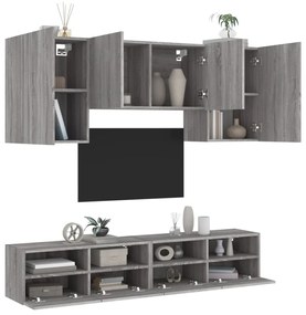 vidaXL 5 pcs móveis de parede p/ TV derivados de madeira cinza sonoma