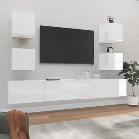 vidaXL 6 pcs conjunto móveis de TV madeira processada branco brilhante