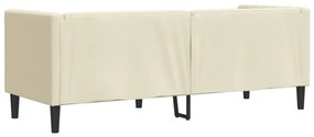 Sofá chesterfield 3 lugares couro artificial creme