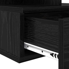 Mesa de Cabeceira Flutuante Carvalho Preto 40x31x27 cm Madeira Engenhe