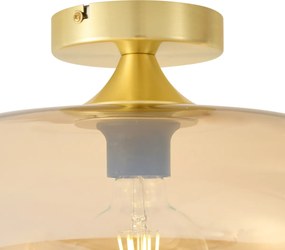Candeeiro de Teto Art Déco Latão com Vidro Âmbar 40cm - Busa