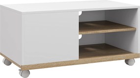HOMCOM Móvel TV Mesa Sala Estar Moderna 42 Polegadas 4 Rodas Funcional Prático 80x45x39,5 cm Branco | Aosom Portugal