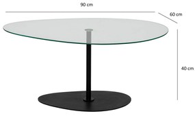 Mesa de Centro Porto – Transparente/Preto – 90x40x60 cm
