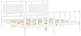 Cama sem colchão 200x200 cm madeira de pinho maciça branco