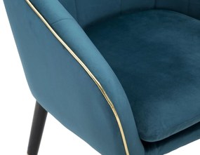 POLTRONA PARIS AZUL PETRÓLEO E DOURADA 62X58X78 CM