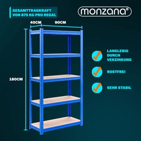 Estante para cargas pesadas até 875 kg 180 x 90 x 40 cm Azul