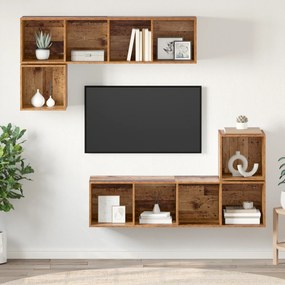 vidaXL Conjunto de móvel de TV 4 pcs Madeira antiga 37 x 37 x 142.5 cm