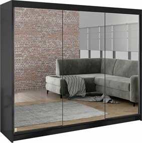 Roupeiro Closico 160, Preto, 215x200x58cm, 191 kg, Portas para roupeiro: Deslizante, Número de prateleiras: 9, Número de prateleiras: 9