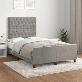 Estrutura de cama sem colchão cinza claro Veludo