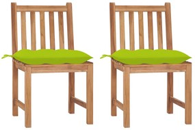 vidaXL Cadeiras de jardim c/ almofadões 2 pcs madeira de teca maciça