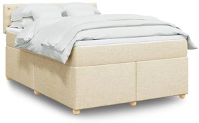 vidaXL Cama com molas/colchão 160x200 cm tecido cor creme