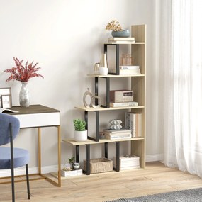 Estante-biblioteca divisória de ambientes em estilo industrial 102 x 30 x 160 cm, em forma de escada, com 5 prateleiras, cor carvalho