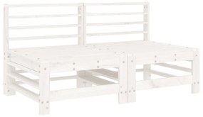 Sofás de centro com almofadões 2 pcs pinho maciço branco