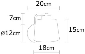 Aplique de Parede Kemer – Preto – Diâmetro 18 cm, Altura 19 cm