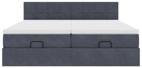 Estrutura cama otomana colchões 180x200 cm cinzento escuro
