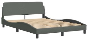 Estrutura de cama sem colchão 140x190 cm tecido cinzento-escuro