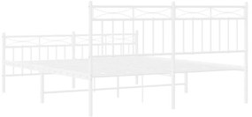 Estrutura de cama com cabeceira e pés 160x200 cm metal branco