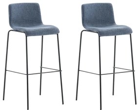 Conjunto de 2 bancos de bar Hoover em tecido e com estrutura preta 43 x 100 x 48 cm Azul